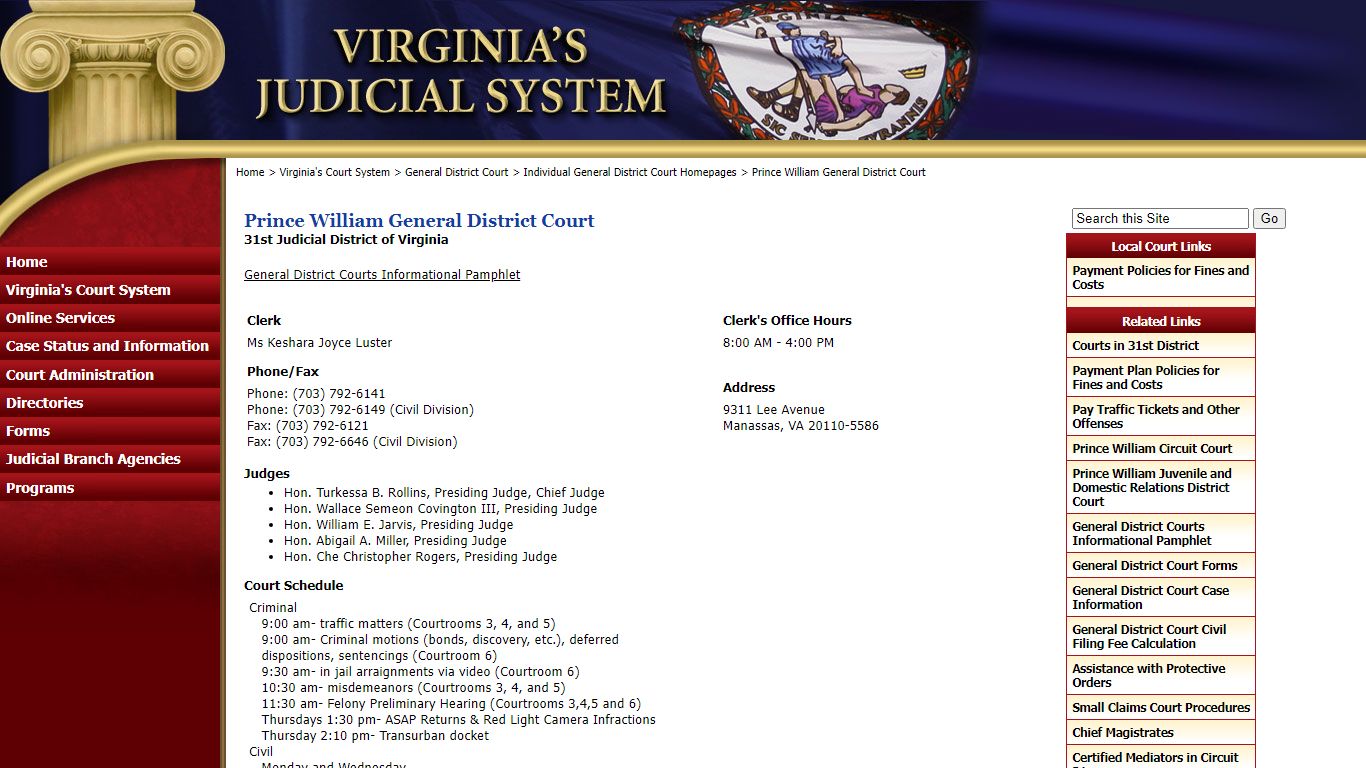 Prince William General District Court - Judiciary of Virginia