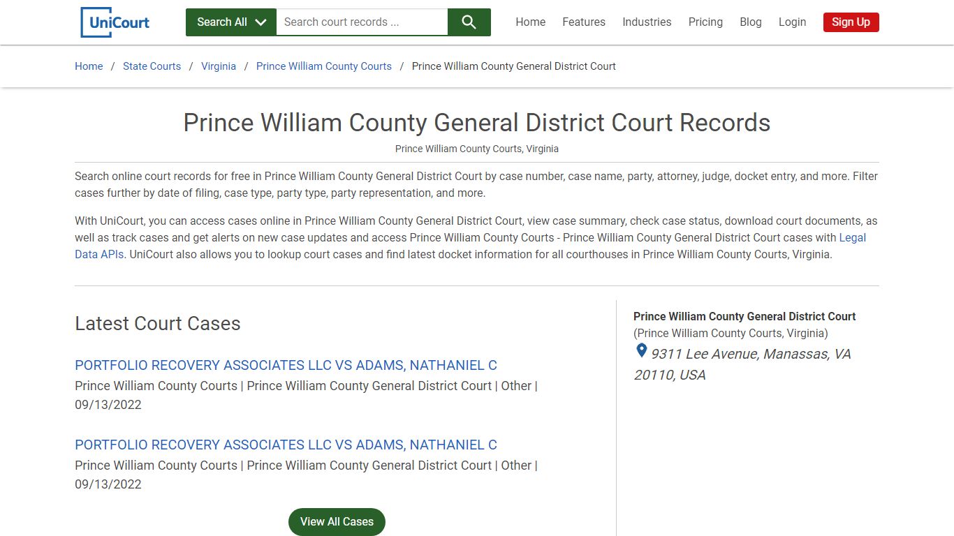 Prince William County General District Court Records